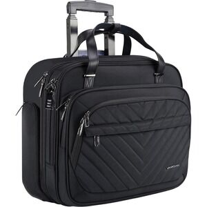 VANKEAN 15.6" Rolling Laptop Bag Women Briefcase w/ Wheels RFID Travel Black